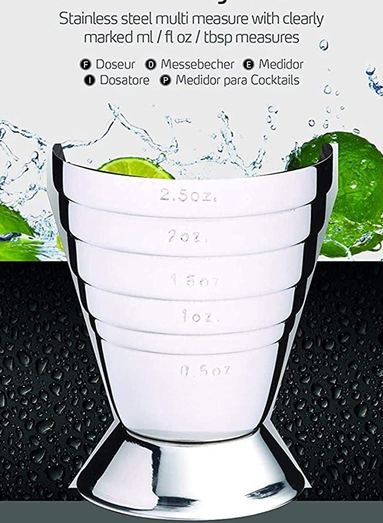 KASTWAVE All-in-1 Cocktail Jigger with 6 Spirit Measure Markings, Stainless Steel, Stainless Steel Bar Measuring Jigger with 6 Etching Measurements(OZML) Party Tool Shot Jigger - Image 3