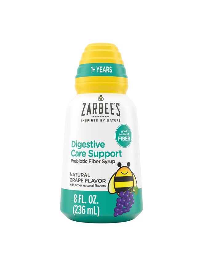 Zarbee's Children's Digestive Care Support* Prebiotic Fiber Syrup, Grape Flavor with Other Natural Flavors, Liquid Fiber for Kids, Daily Digestive Support, Gluten Free, Agave, 8 fl oz - Image 1