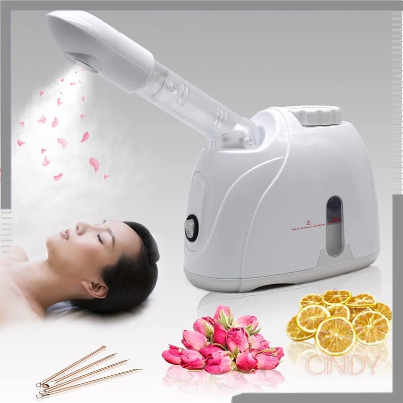 Cinidy 2 in 1 Facial Steamer and Hair Steamer Face Sauna Humidifier Hot Mist Moisturizing for For Cold and Cough Nose Facial SPA Skin Care Salon and home white colorss whiites - Image 1