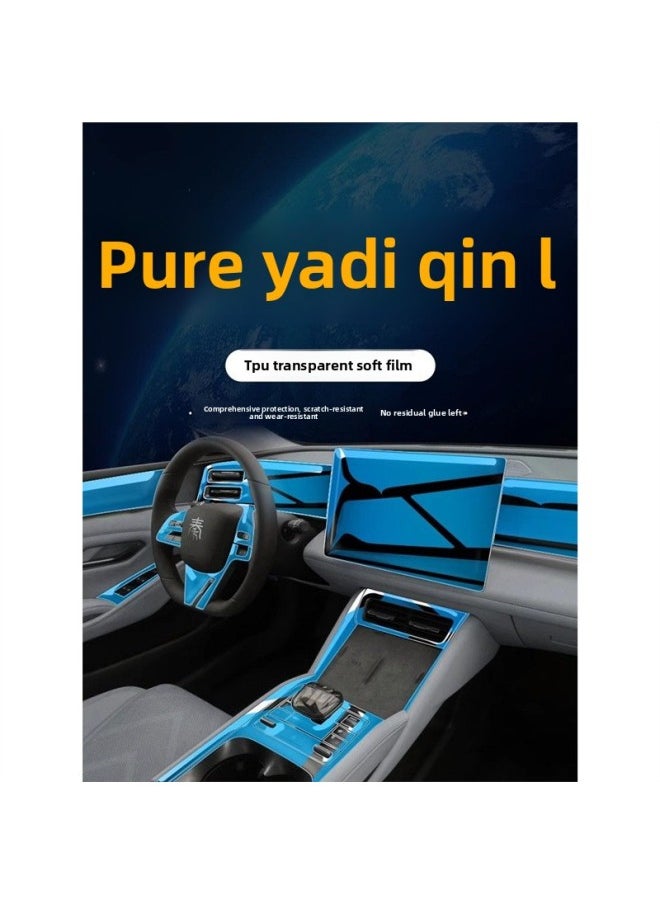 Generic - 24 BYD Qin L DMi Special Interior Film Central Control Film Interior Instrument Panel Protective Film Gear Modification-Color:24 Models Of Qin L_full Set Of Tpu Soft Film (with 12.8inch Navigation Instrument Film) - Image 1
