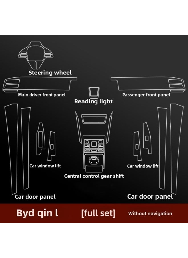 Generic - 24 BYD Qin L DMi Special Interior Film Central Control Film Interior Instrument Panel Protective Film Gear Modification-Color:24 Models Of Qin L_full Set Of Tpu Soft Film (with 12.8inch Navigation Instrument Film) - Image 1
