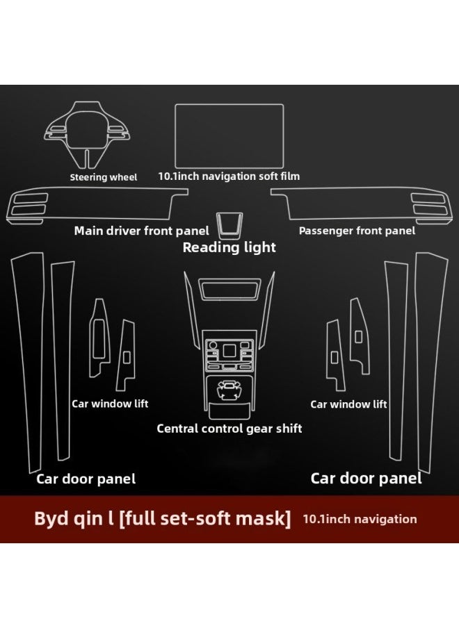 Generic - 24 BYD Qin L DMi Special Interior Film Central Control Film Interior Instrument Panel Protective Film Gear Modification-Color:24 Models Of Qin L_full Set Of Tpu Soft Film (with 12.8inch Navigation Instrument Film) - Image 1