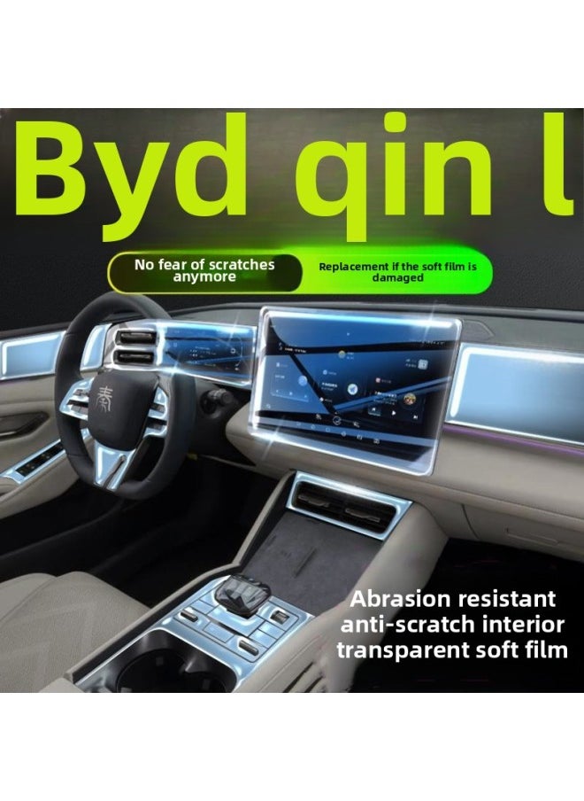 Generic - 24 BYD Qin L DMi Special Interior Film Central Control Film Interior Instrument Panel Protective Film Gear Modification-Color:24 Models Of Qin L_full Set Of Tpu Soft Film (with 12.8inch Navigation Instrument Film) - Image 1