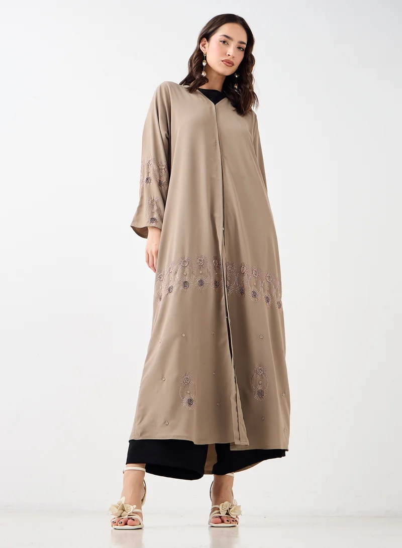 Hadiyath Al Madinah Embellished Abaya with Scarf - HM