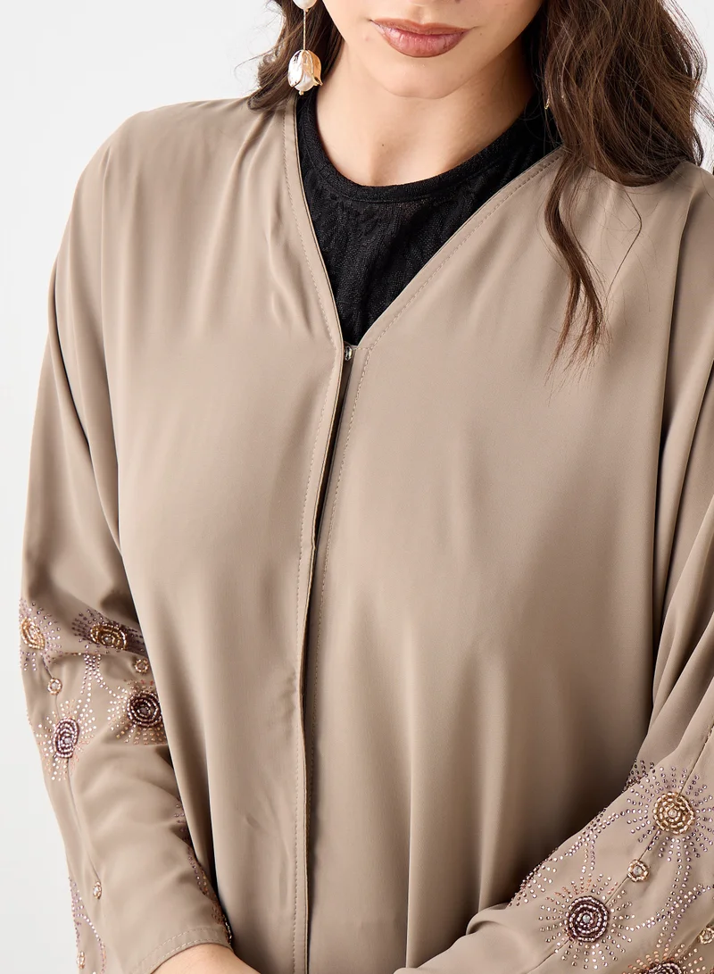 Hadiyath Al Madinah Embellished Abaya with Scarf - HM