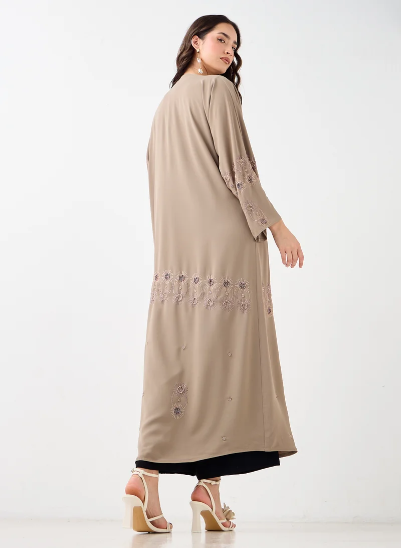 Hadiyath Al Madinah Embellished Abaya with Scarf - HM