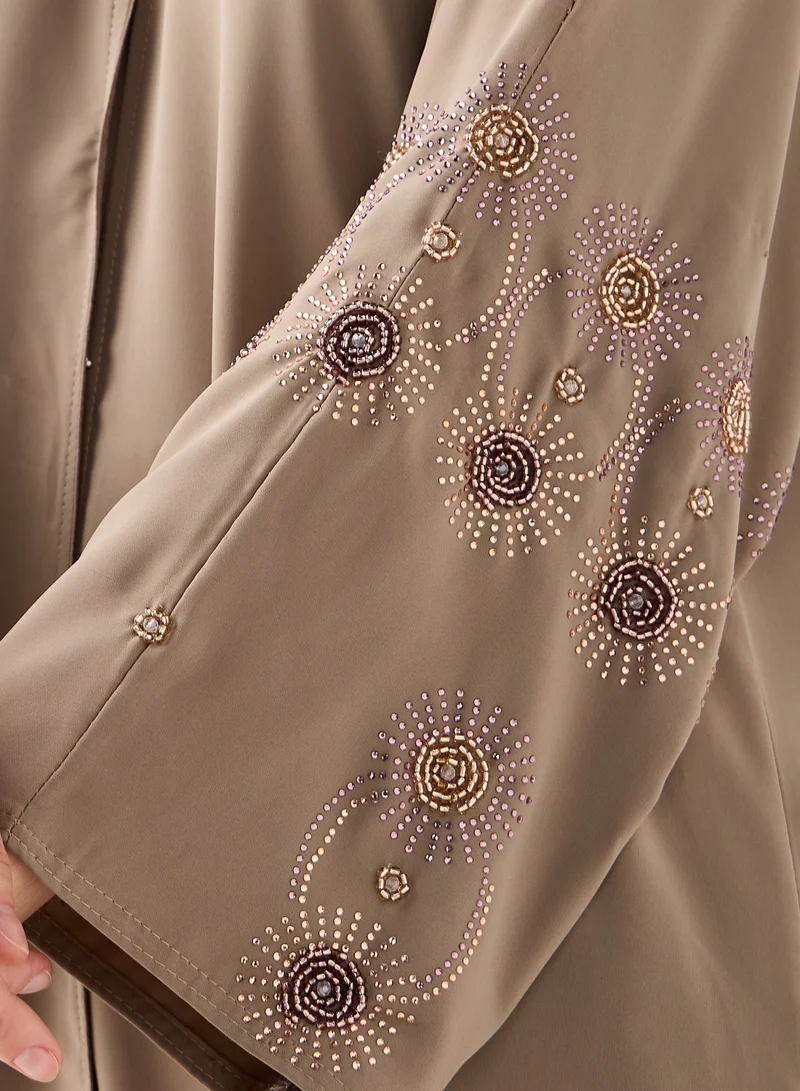 Hadiyath Al Madinah Embellished Abaya with Scarf - HM