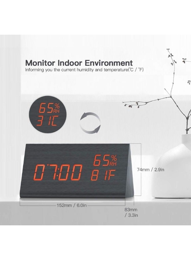 ساعة منبه رقمية خشبية على شكل مثلث لغرفة النوم والمكتب والمدرسة - Image 4