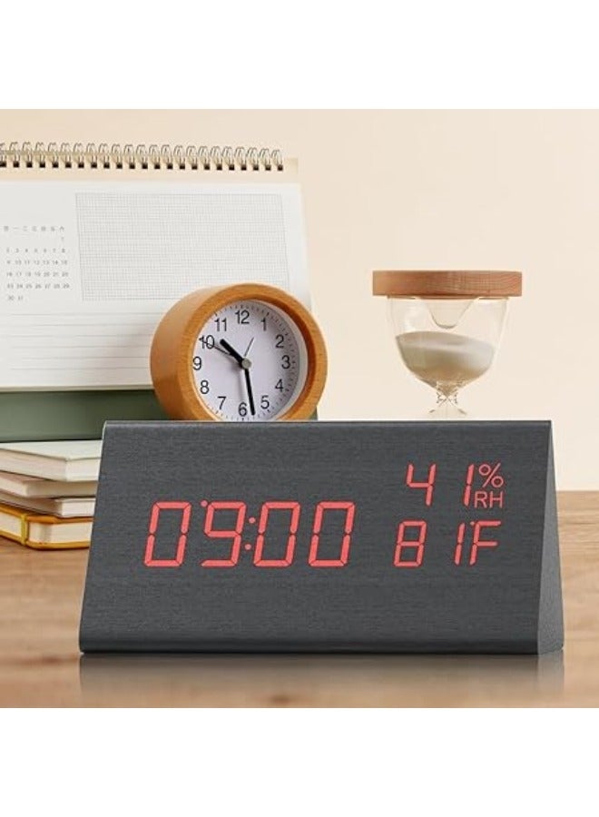 ساعة منبه رقمية خشبية على شكل مثلث لغرفة النوم والمكتب والمدرسة - Image 3