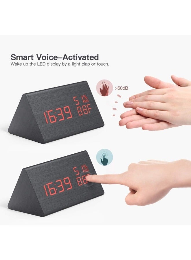 ساعة منبه رقمية خشبية على شكل مثلث لغرفة النوم والمكتب والمدرسة - Image 2