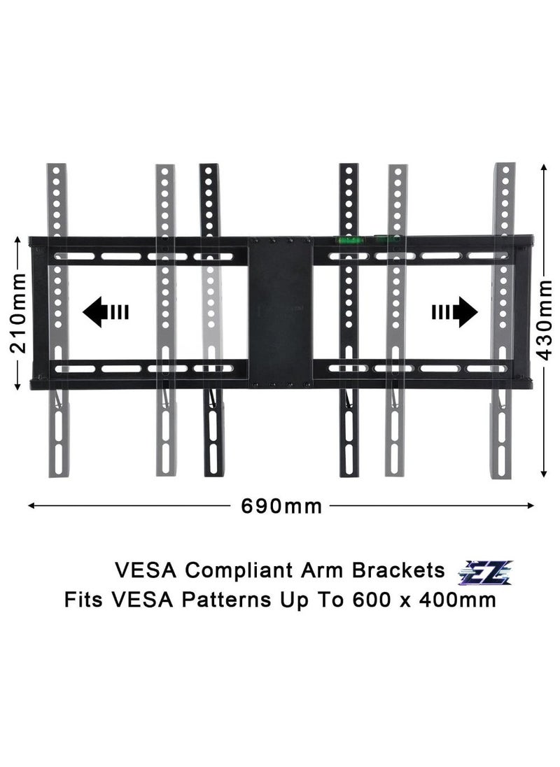 BGM TV Fixed TV Wall Mount TV Bracket for 26-75 Inch Compatible with LG Samsung Sony Blaupunkt Philips LED LCD Plasma 4K 1080p 3D Smart TV,Max VESA 600x400mm - Image 2