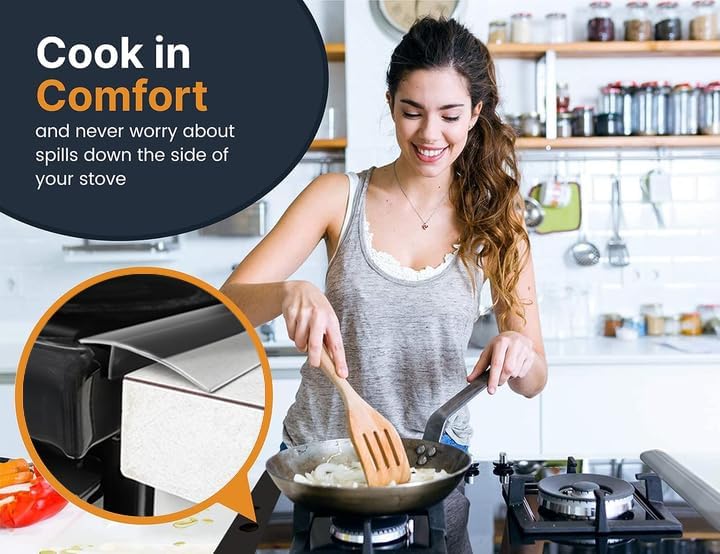 Linda's Essentials أغطية فجوة الموقد من السيليكون من Linda’s Essentials (عبوة من 2 قطعة)، حشوة فجوة الفرن المقاومة للحرارة، تسد المسافات بين سطح الموقد والمنضدة، واقي موقد سهل التنظيف (30 بوصة، شفاف) - Image 2