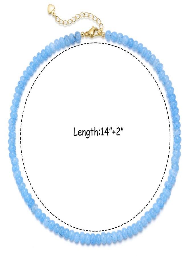 chorfla Beaded Gemstone Necklaces for Women, Bohemian Colored Choker Natural Stone Bead Decoration Summer Beach Handmade Jewelry Necklace, One size fits all, Gold Plated, natural - Image 2