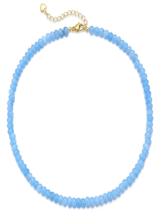 chorfla Beaded Gemstone Necklaces for Women, Bohemian Colored Choker Natural Stone Bead Decoration Summer Beach Handmade Jewelry Necklace, One size fits all, Gold Plated, natural - Image 1