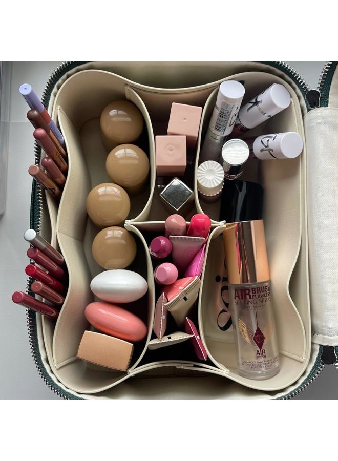 ETOILE Duo Vanity Case Burgundy - Large Functional Travel Makeup Bag Organizer with Removable Divider & Mirror - Image 2