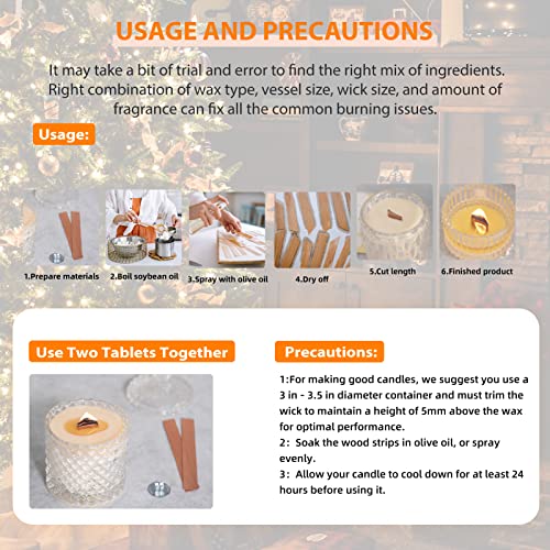 Ziosxin 100 Pcs Smokeless Cherry Wood Candle Wicks, Long Lasting Flame, Easily Burn, Candle Cores with Stand and Glue Dot, Warning Label for DIY Candle Making - Image 5