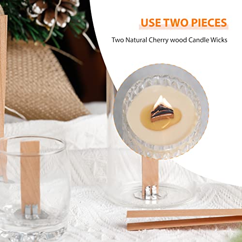 Ziosxin 100 Pcs Smokeless Cherry Wood Candle Wicks, Long Lasting Flame, Easily Burn, Candle Cores with Stand and Glue Dot, Warning Label for DIY Candle Making - Image 3