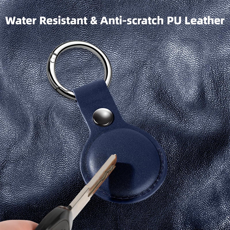 LETREEN Leather Airtag Holder, LETREEN AirTag Case with Keychain, 4 Pack Anti-Scratch Air Tag Holder AirTags Key Ring Cases Tags Chain Apple AirTag GPS Item Finder Tracker - Image 3