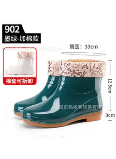 Womens Short Barrel Rain Boots Kitchen Waterproof Non-slip Running Shoes Special Offer Labor Saving Rubber Shoes China Made 902 Green (plus cotton sleeve)