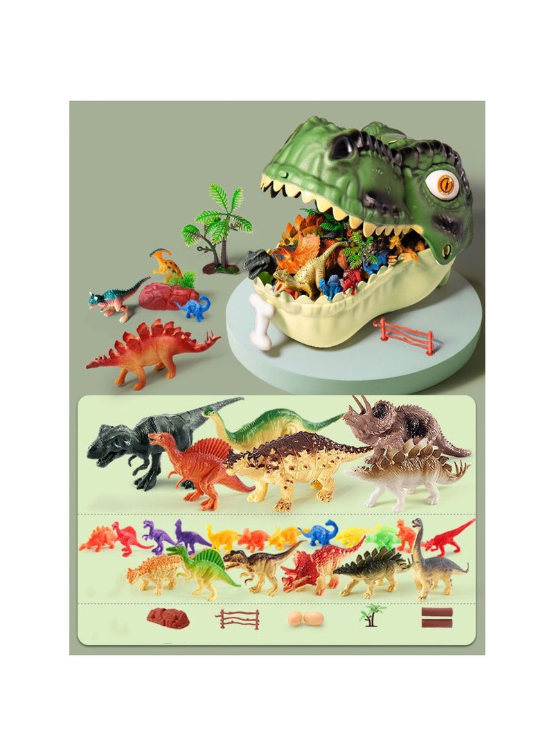 Halamodo 45 قطعة ديناصور مجموعة مع صندوق التخزين واكسسوارات الغابة وبيض الدينو ، أرقام الحيوانات الواقعية ، هدية لعبة تعليمية للفتيان والبنات عيد ميلاد الأطفال ، 29 * 18 * 18 سم - Image 1