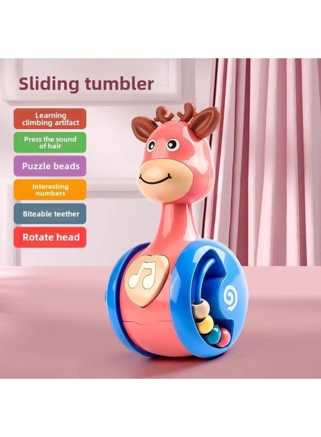 Sliding Fawn Tumbler Baby 6-12 Months Baby Comfort Early Education Puzzle 0-3 Years Old Children's Toys Wholesale-Color:Pink Deer Sliding Tumbler  - Image 1