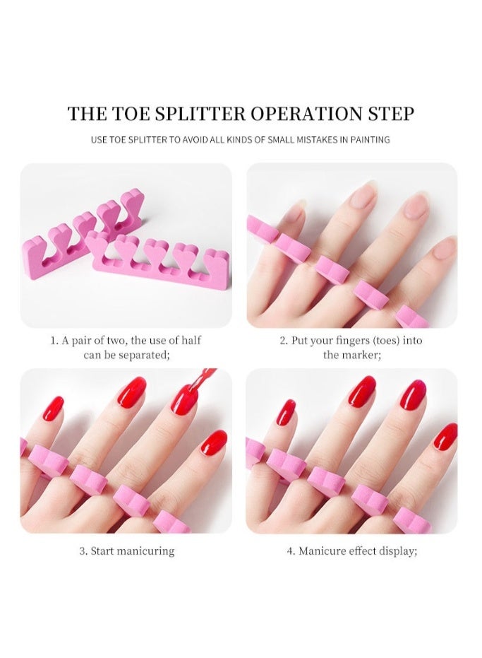 5 Pairs（10Pcs） Of Sponge Toe Separator Soft Finger Separator Toe Separator Pad For Polishing Pedicure Nail Coating Gel Painting Nail Art Beauty Accessories（Pink） - Image 5