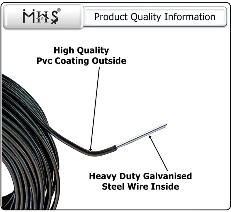 MHS Nylon PVC Coated Heavy Duty Cloth Drying Wire | Galvanised Steel Core | Rust Resistant Laundry Clothesline for Indoor & Outdoor Use (30 Meter) - Image 2