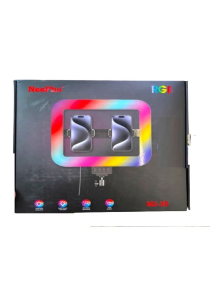 NeePho Ring light ring 35 type of lighting and USB cable for mobile phones, size 35 summer, white, warm and colored lighting, and flashes of all colors - Image 1