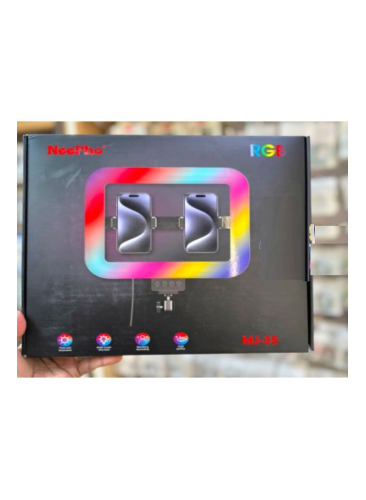 NeePho Ring light ring 35 type of lighting and USB cable for mobile phones, size 35 summer, white, warm and colored lighting, and flashes of all colors - Image 3