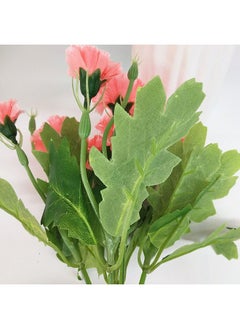 Leoyoubei Leoyoubei 4 Bunches Bouquet of Artificial Silk Flower Carnations11 inch Bouquet and Green Leaf for Home Decoration Bridal Wedding Festival Decoration with 10 Per Bunch Flower (Red)  - Image 5