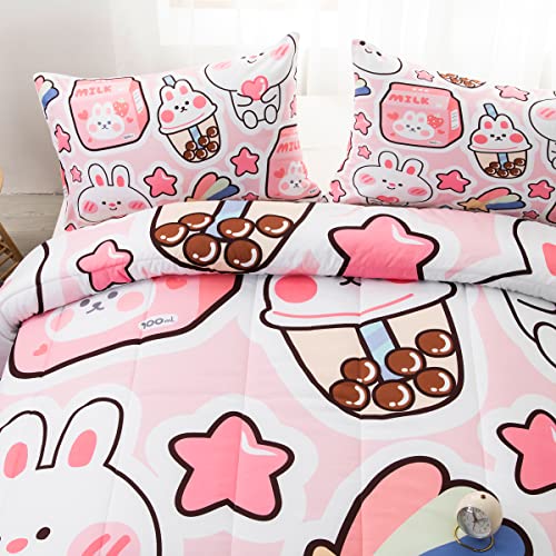 CVHOUSE Kawaii Rabbit Bedding Set for Girls - Twin Size, Includes Cute Rabbit Comforter, Duvet, and Quilt - Perfect for Kids' Room Decor - Image 4