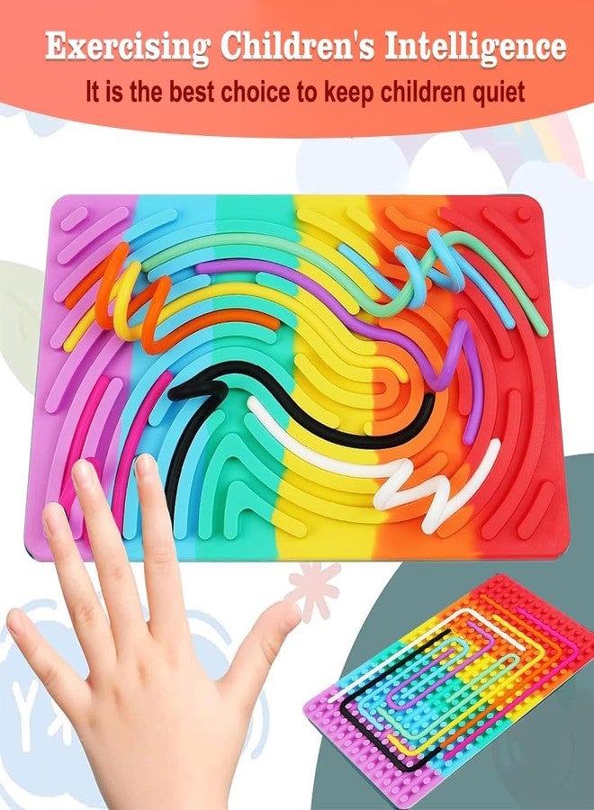 RNAZLIS Sensory Activity Board for Kids Double-Sided Fidget Toy with 11 Multicolor Silicone Strips, Montessori-Inspired Fine Motor Skills Toy for Autism ADHD & Anxiety Relief Therapy & Mindfulness - Image 4