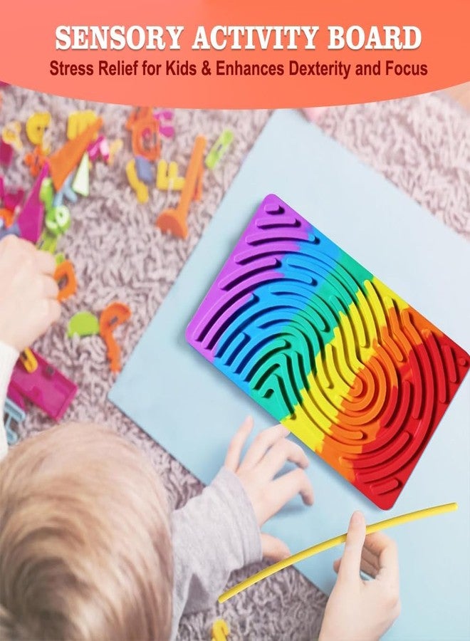 RNAZLIS Sensory Activity Board for Kids Double-Sided Fidget Toy with 11 Multicolor Silicone Strips, Montessori-Inspired Fine Motor Skills Toy for Autism ADHD & Anxiety Relief Therapy & Mindfulness - Image 3