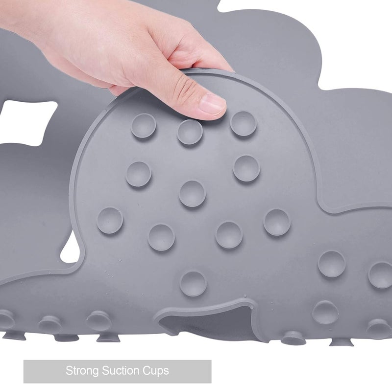 Webos Patented Non Slip Bathtub Mat Shower Mat Bath Mat Tub Mats with Strong Suction Cups Soft Natural Rubber Bath Mat for Inside The tub (Circle-Grey, 28x16 inch) - Image 3