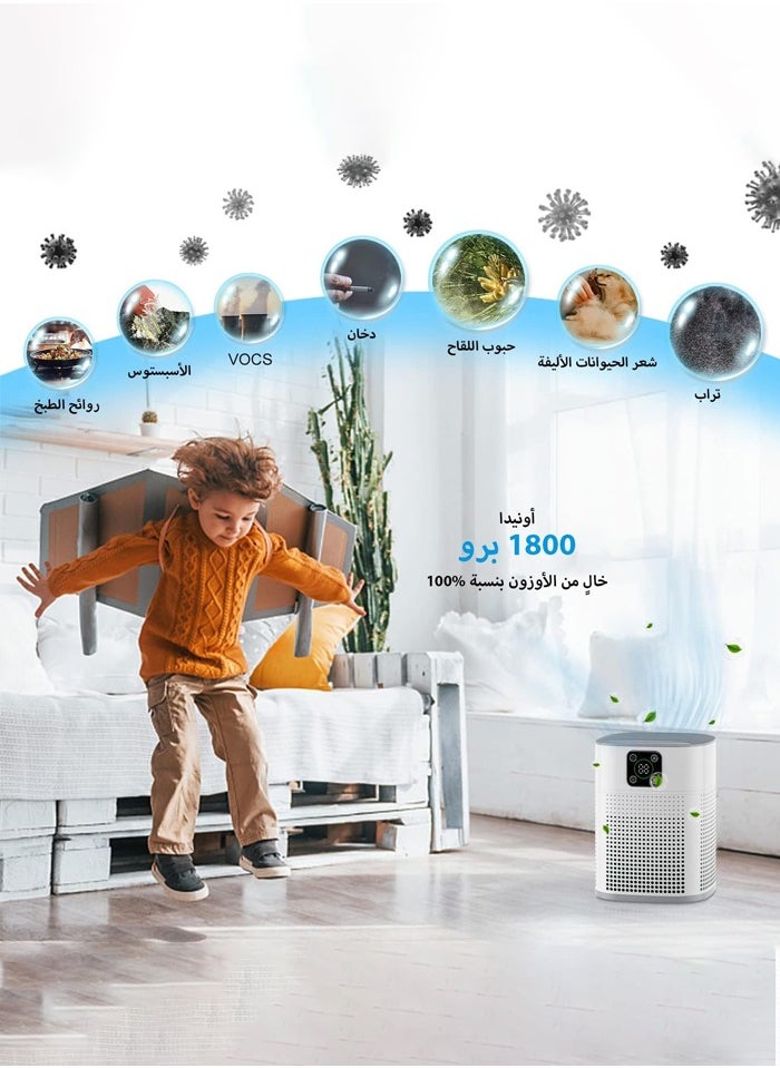 Joshberg - Air Purifiers for Bedroom, H13 HEPA Air Purifier for Home Large Room 600 sqft, Air purifiers with 360°Air Intake, 3 Fan Speeds, 3-Stage Filtration, White - Image 1