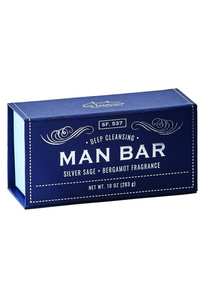 San Francisco Soap Company Deep Cleansing Man Bar Silver Sage & Bergamot 10 Ounce  - Image 1