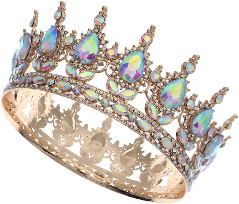 Crystal Rhinestone Bridal Crown Tiara Hair Accessories for Women, Vintage Gold Hollow Wedding Headpiece Suitable for Brides and Photoshoots - Image 1