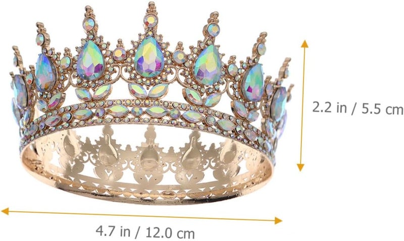 Crystal Rhinestone Bridal Crown Tiara Hair Accessories for Women, Vintage Gold Hollow Wedding Headpiece Suitable for Brides and Photoshoots - Image 2