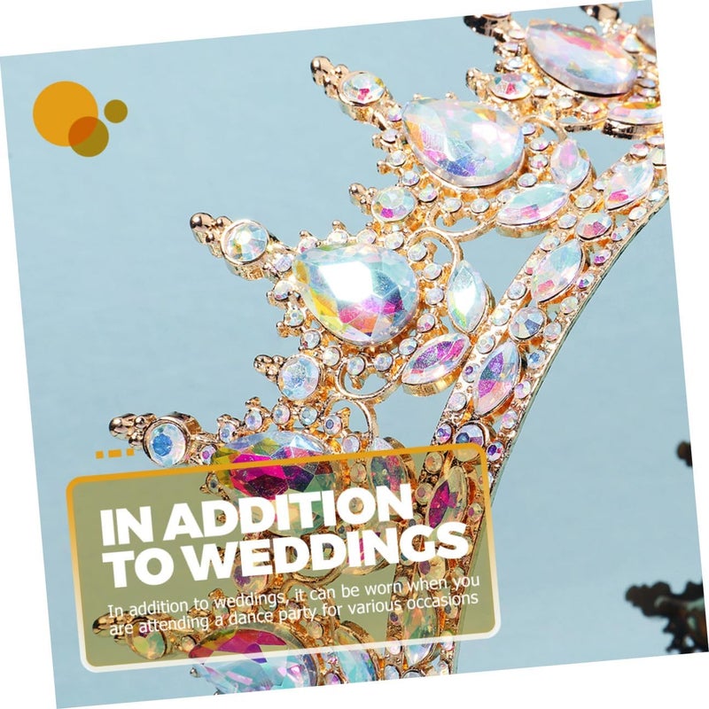 Crystal Rhinestone Bridal Crown Tiara Hair Accessories for Women, Vintage Gold Hollow Wedding Headpiece Suitable for Brides and Photoshoots - Image 5
