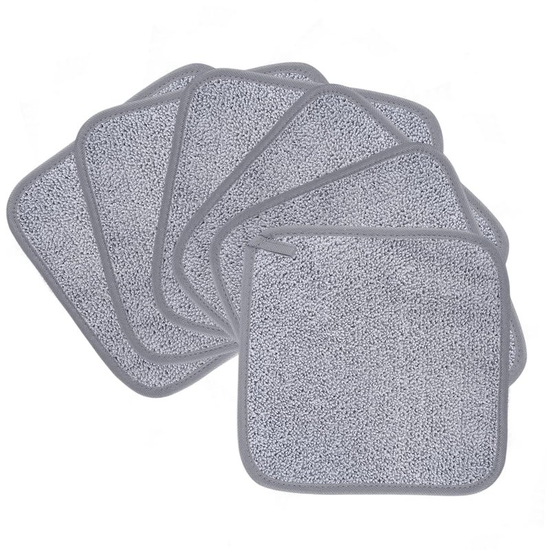 Polyte Premium Hypoallergenic Microfiber Makeup Remover and Facial Cleansing Cloth 8 x 8 in 6 Pack Gray