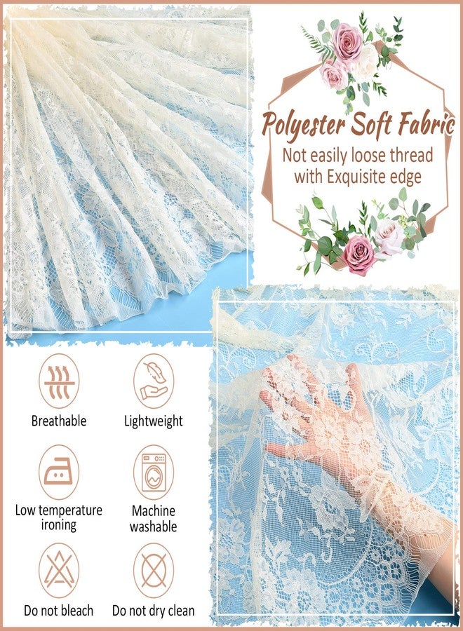 Reginary 10 Pack Ivory Lace Tablecloths Wedding Floral Lace Tablecloth Overlay Embroidered Rectangle Lace Table Overlay for Wedding Baby Shower Party Supplies Decor, 59 x 118 Inches - Image 3