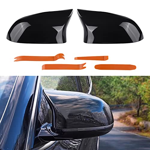 JDMON Replacement for Door Rearview Mirror Cover Cap BMW X3 F25 X4 F26 X5 F15 X6 F16 2014 2015 2016 2017 2018 Side Mirror Cover Cap Trim (Glossy Black) - Image 1