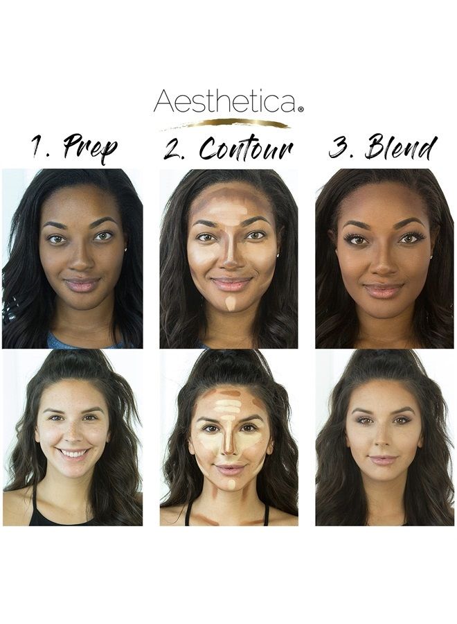 Cosmetics Cream Contour and Highlighting Makeup Kit - Contouring Foundation/Concealer Palette - Vegan & Cruelty Free - Step-by-Step Instructions Included