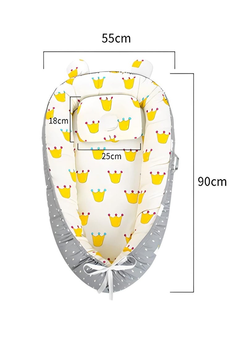DUNISO Portable and foldable Baby Lounger with comfortable sleeping pad and comfortable nest with pillow, organic cotton breathable newborn comfortable nest, suitable for boys and girls aged 0-12 months - Image 5