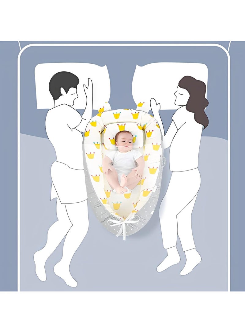 DUNISO Portable and foldable Baby Lounger with comfortable sleeping pad and comfortable nest with pillow, organic cotton breathable newborn comfortable nest, suitable for boys and girls aged 0-12 months - Image 2