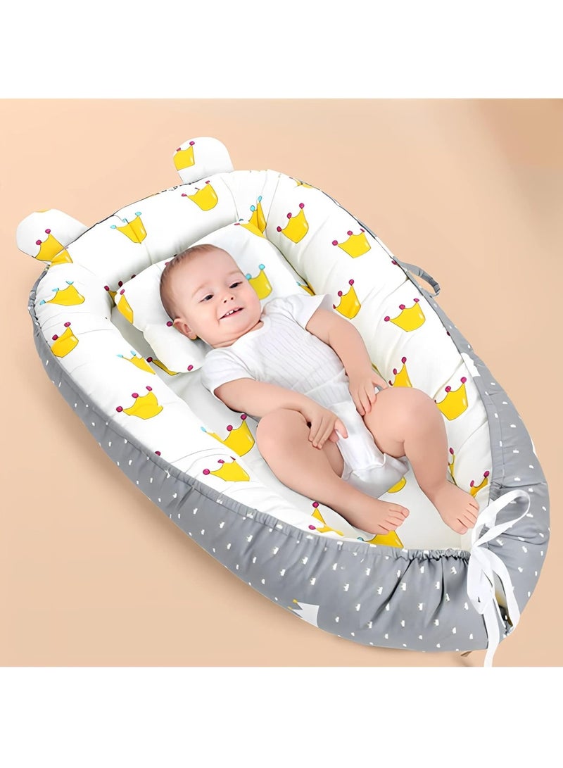 DUNISO Portable and foldable Baby Lounger with comfortable sleeping pad and comfortable nest with pillow, organic cotton breathable newborn comfortable nest, suitable for boys and girls aged 0-12 months - Image 3