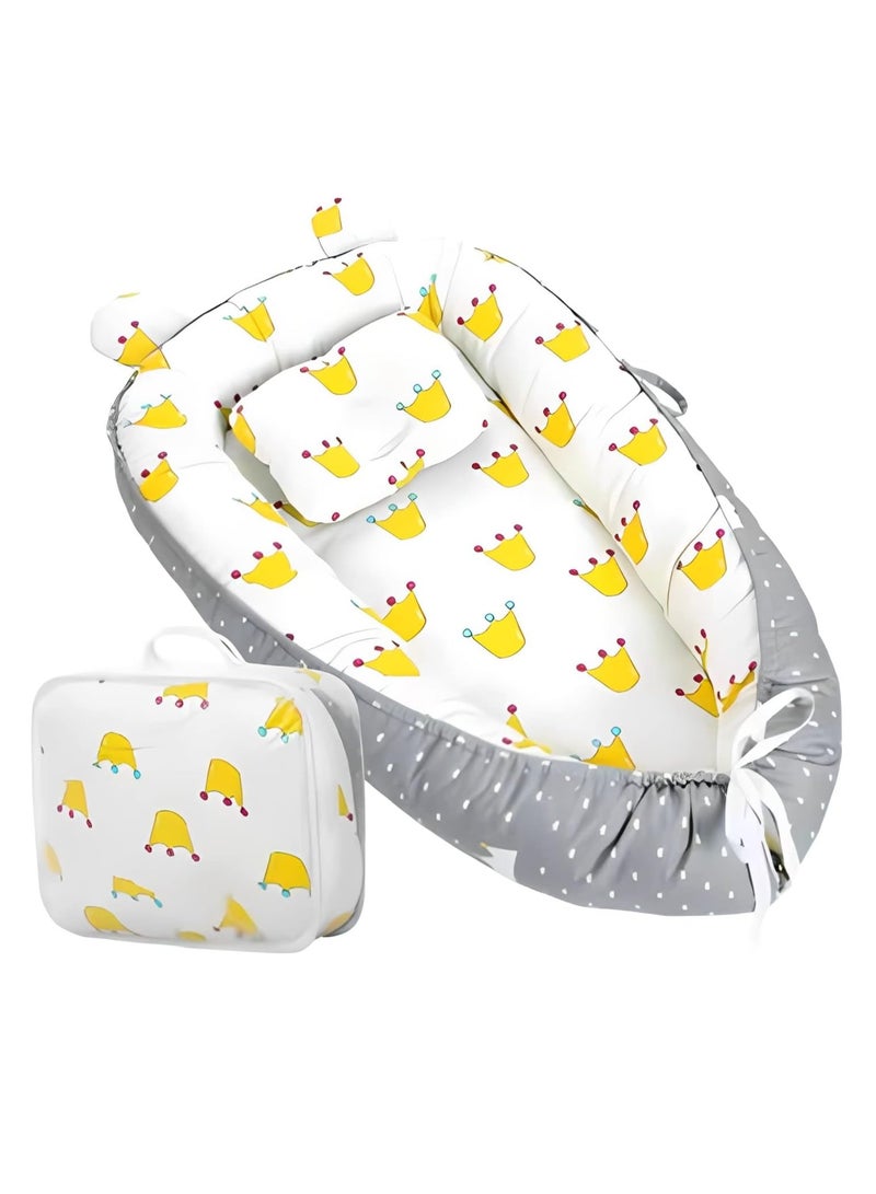 DUNISO Portable and foldable Baby Lounger with comfortable sleeping pad and comfortable nest with pillow, organic cotton breathable newborn comfortable nest, suitable for boys and girls aged 0-12 months - Image 4