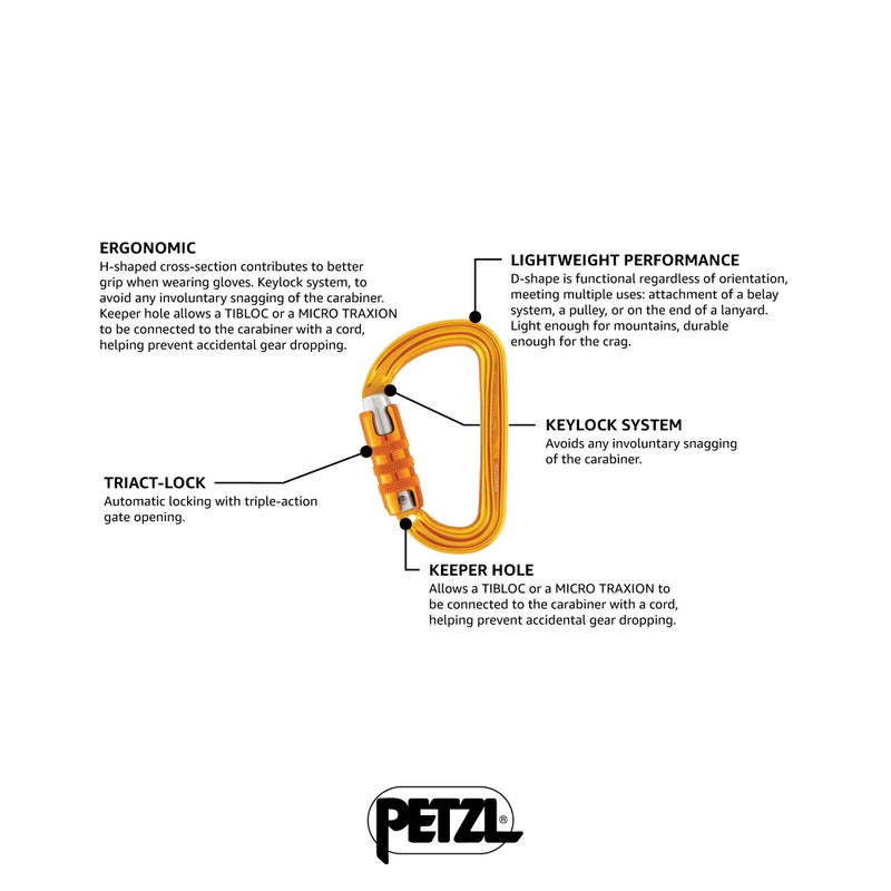 PETZL SM'D Carabiner - Versatile, Lightweight, Compact, D-Shaped Locking Carabiner for Rock and Ice Climbing - Triact-Lock - Image 2