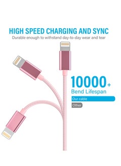 Generic Lightning Cable, Nylon Braided Rose Gold, High Speed ​​Data Transfer and Sync Cord compatible with iPhone 14 13 12 11 Pro Max XS Max XR  - Image 2