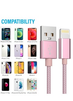 Generic Lightning Cable, Nylon Braided Rose Gold, High Speed ​​Data Transfer and Sync Cord compatible with iPhone 14 13 12 11 Pro Max XS Max XR  - Image 3